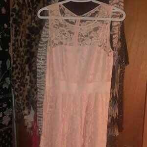 DD Dakota Elegant Pink Lace Dress Size 4 Zip up back Formal
